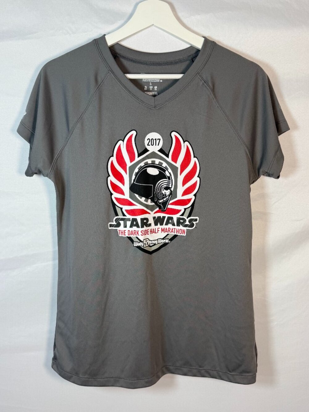 RunDisney Star Wars Dark Side Half Marathon 2017 Shirt Darth Vader Gray Sz Large